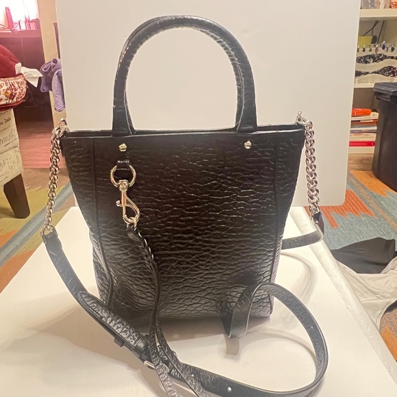 Rebecca Minkoff Pebbled Leather Mini Tote Crossbody โ Black - Picture 5 of 9